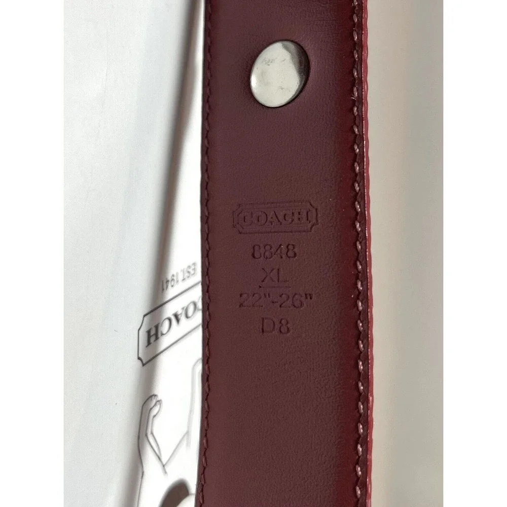 Coach Red Charm Dog Collar Leather XL 22” to 26” Studded Grommets #8848 Dust Bag